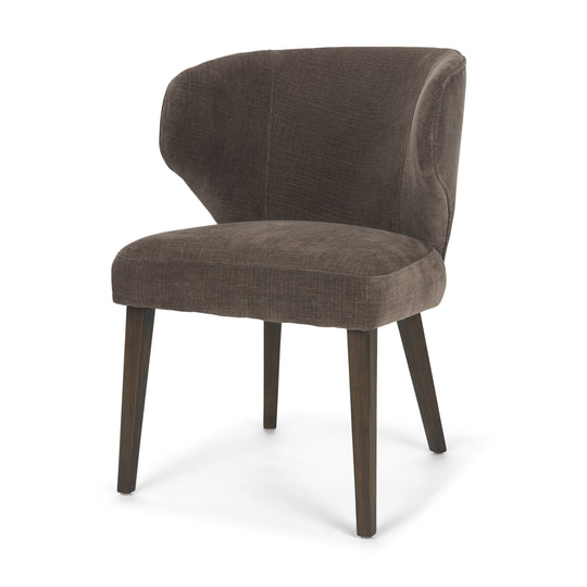 Niles Brown Fabric W/ Dark Brown Wooden Legs Wingback Dining Chair
