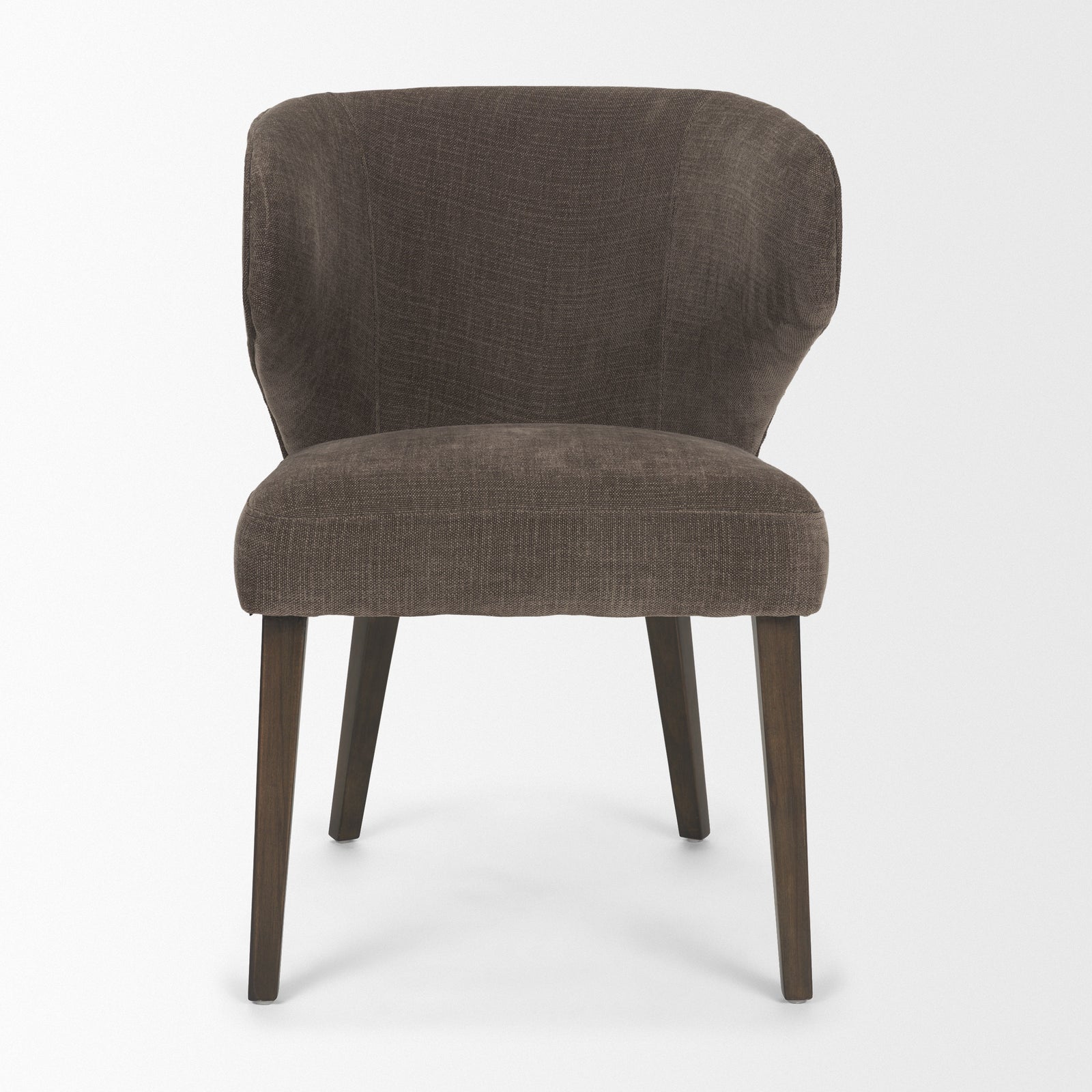 Niles Brown Fabric W/ Dark Brown Wooden Legs Wingback Dining Chair