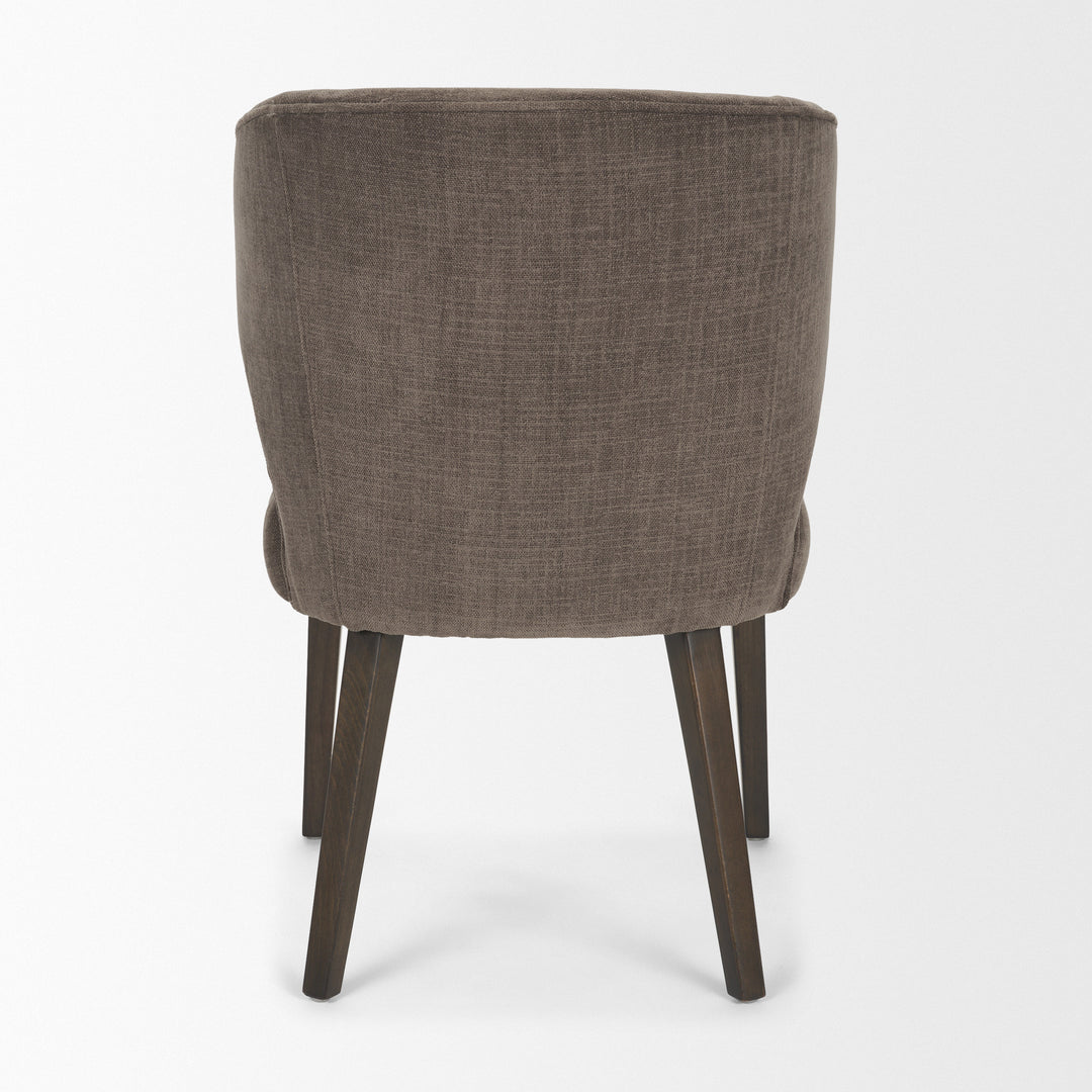 Niles Brown Fabric W/ Dark Brown Wooden Legs Wingback Dining Chair