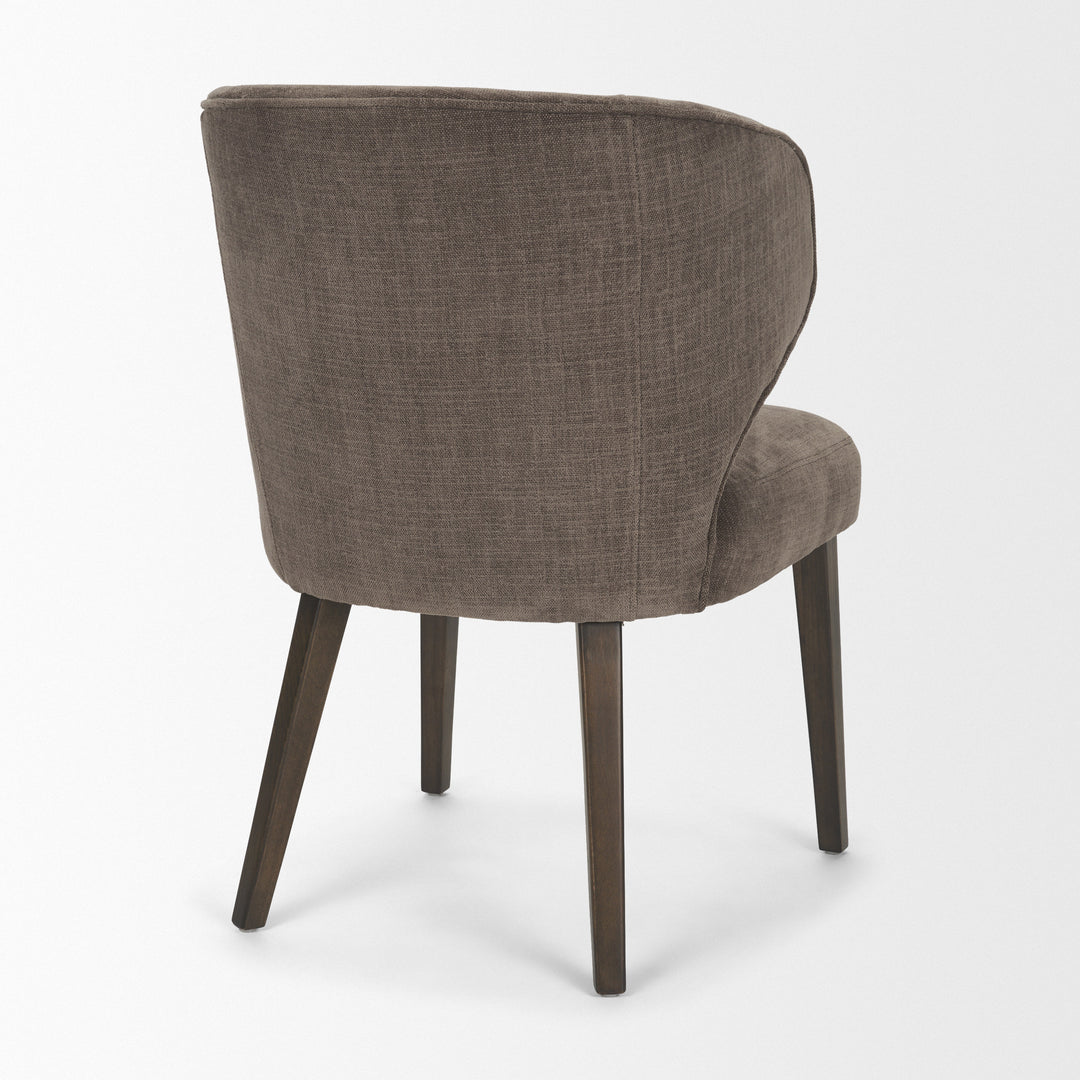 Niles Brown Fabric W/ Dark Brown Wooden Legs Wingback Dining Chair
