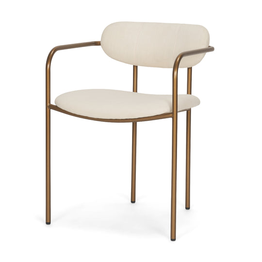 Parker I Cream Fabric Seat Gold Metal Frame Dining Chair