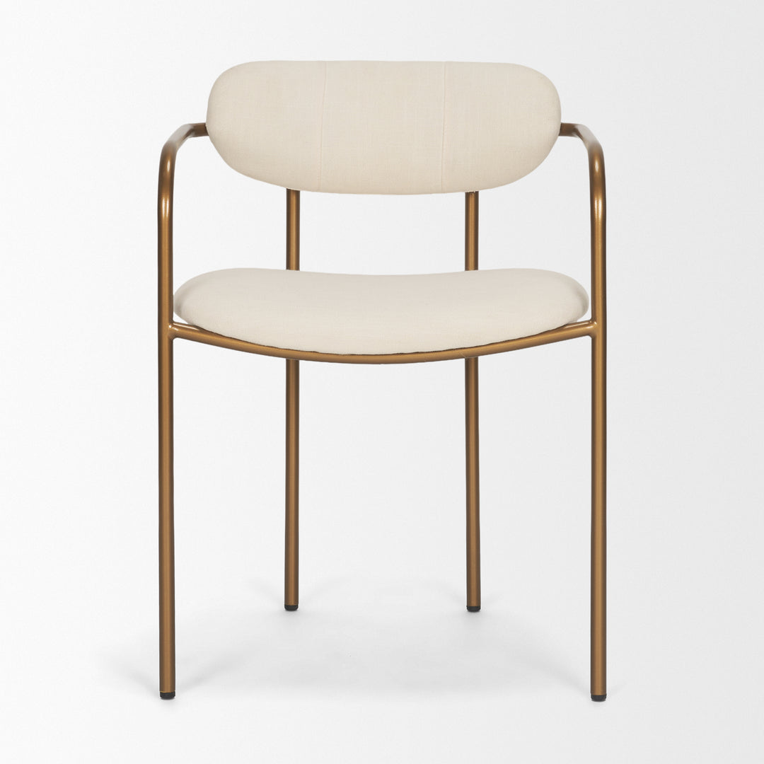 Parker I Cream Fabric Seat Gold Metal Frame Dining Chair