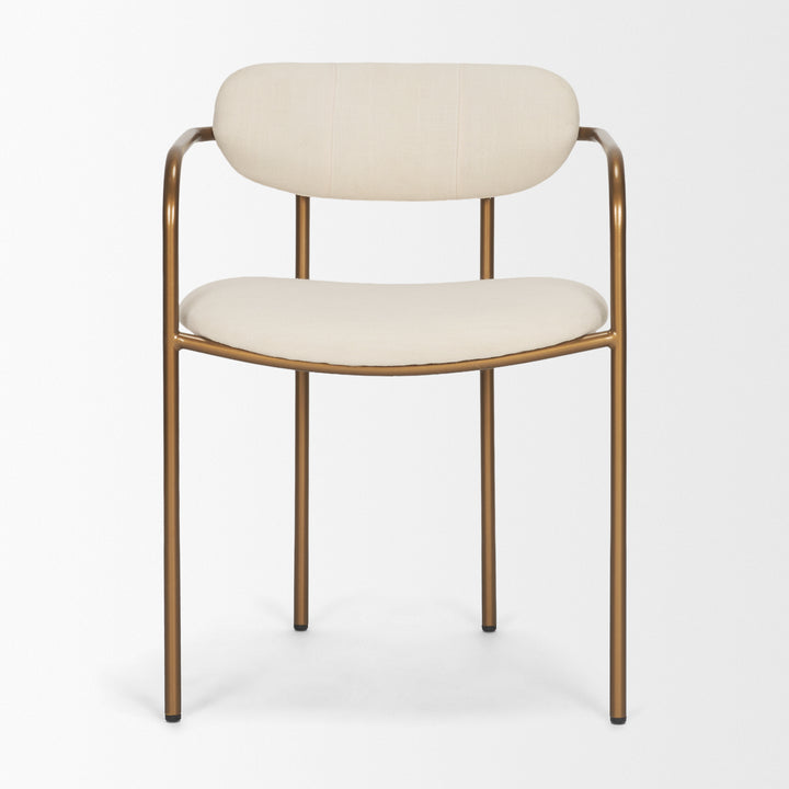 Parker I Cream Fabric Seat Gold Metal Frame Dining Chair