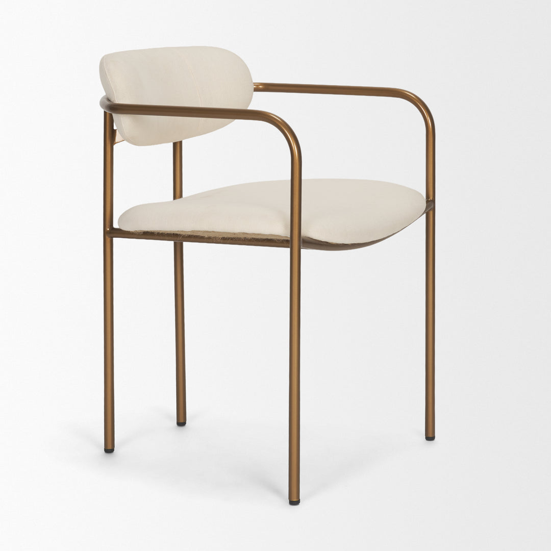Parker I Cream Fabric Seat Gold Metal Frame Dining Chair