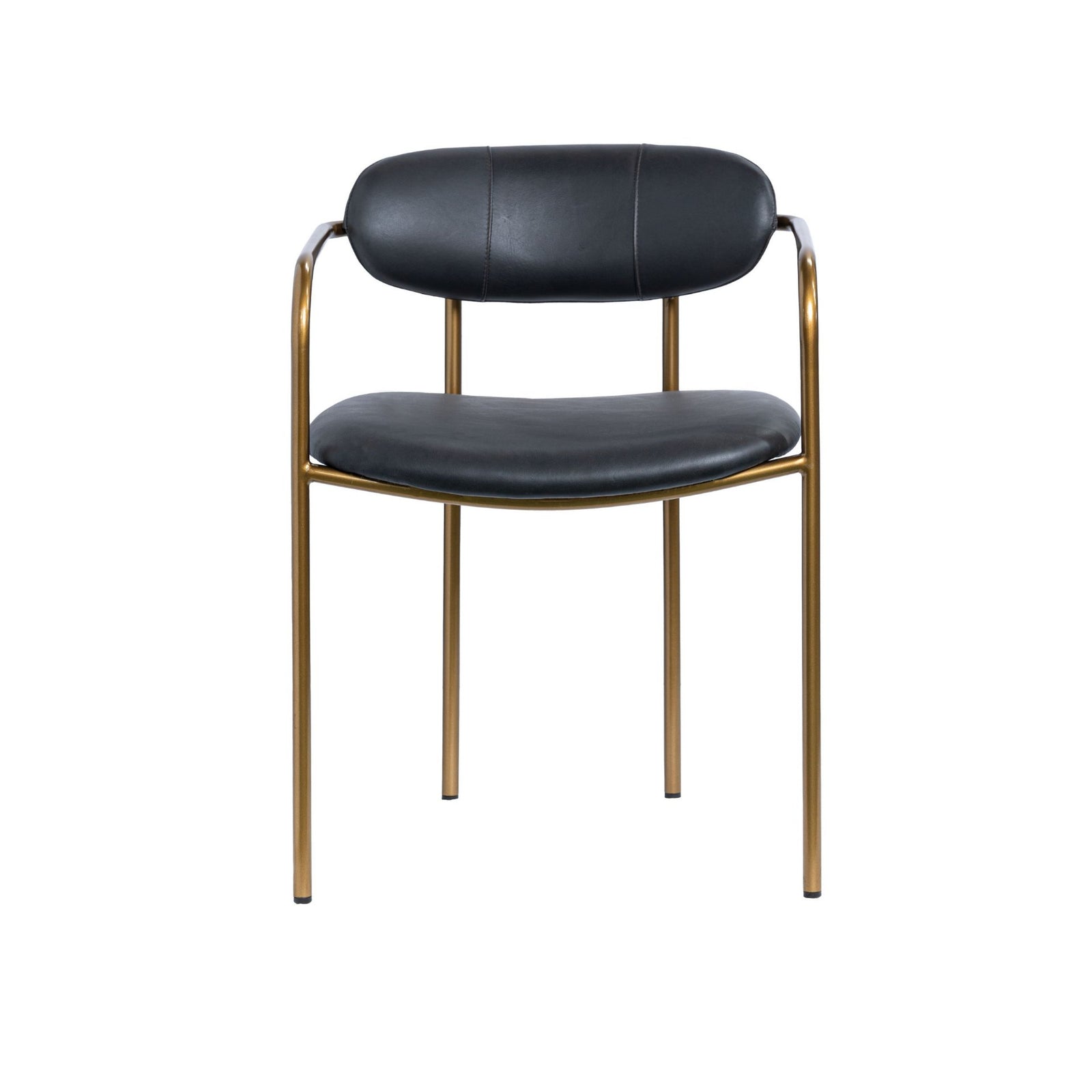 Parker Black Leather Seat Gold Metal Dining Chair