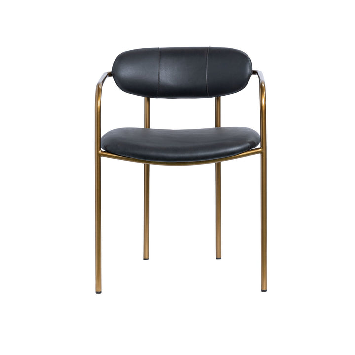 Parker Black Leather Seat Gold Metal Dining Chair