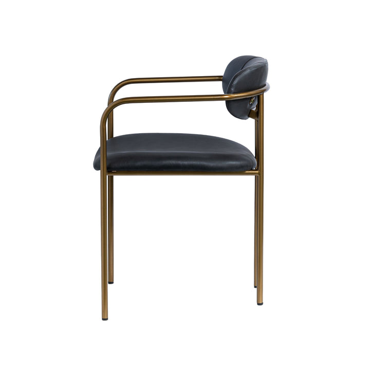 Parker Black Leather Seat Gold Metal Dining Chair