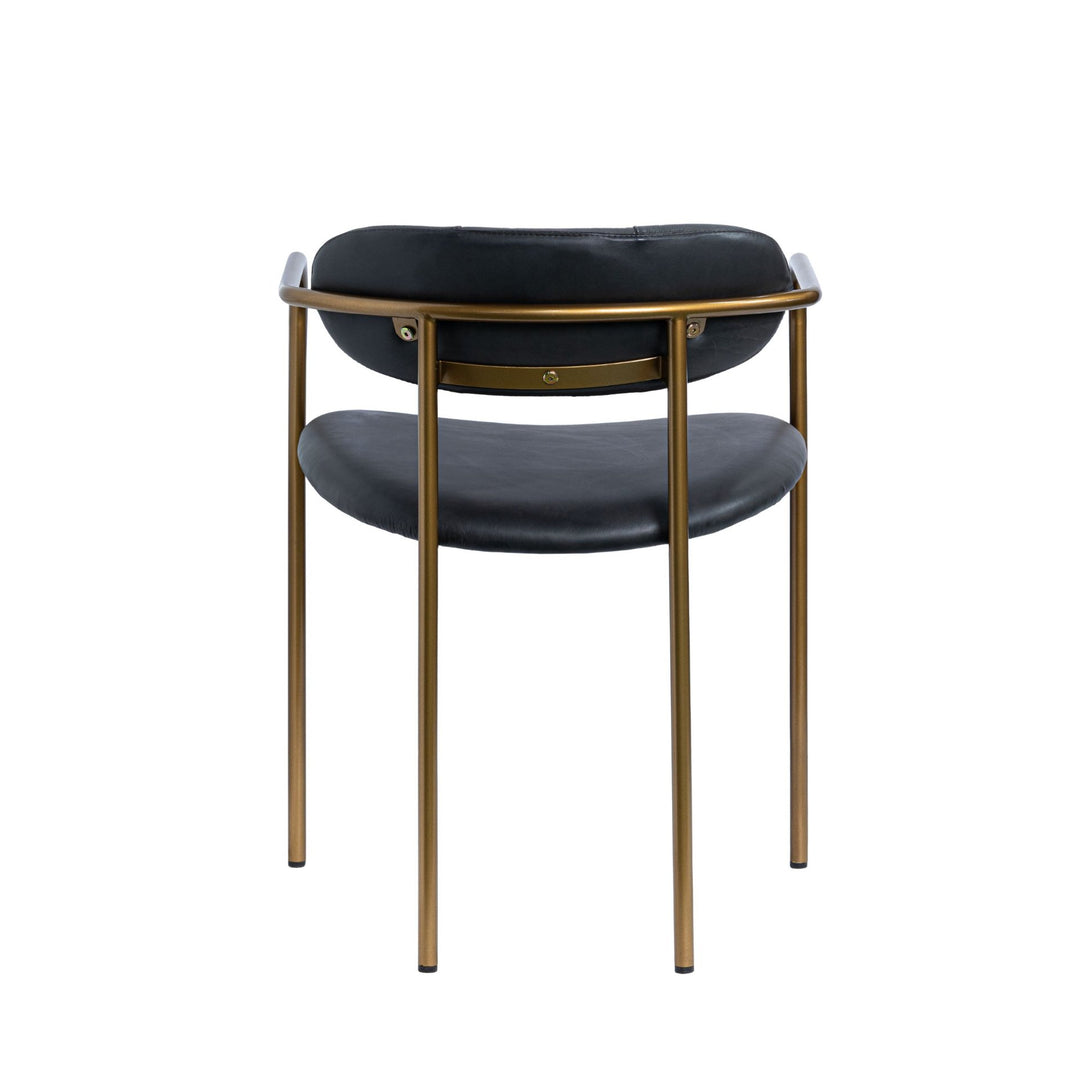 Parker Black Leather Seat Gold Metal Dining Chair
