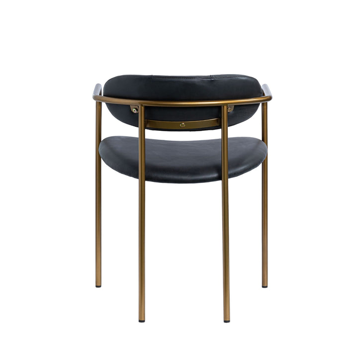 Parker Black Leather Seat Gold Metal Dining Chair