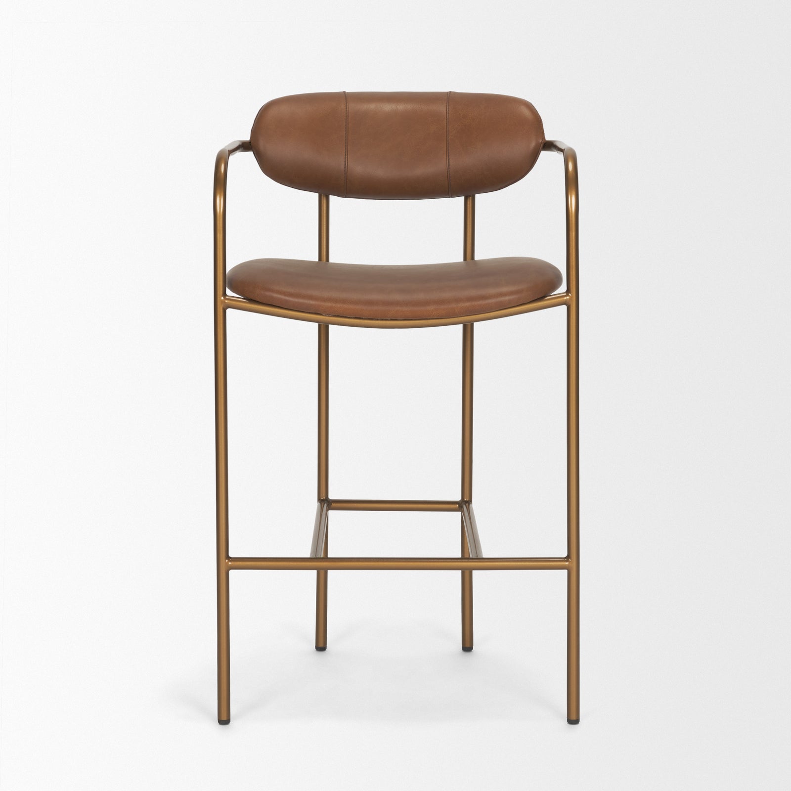 Parker Brown Leather Seat Gold Metal Counter Stool