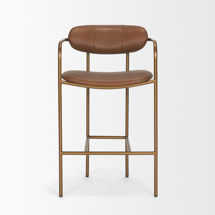 Parker Brown Leather Seat Gold Metal Counter Stool