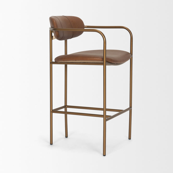 Parker Brown Leather Seat Gold Metal Counter Stool