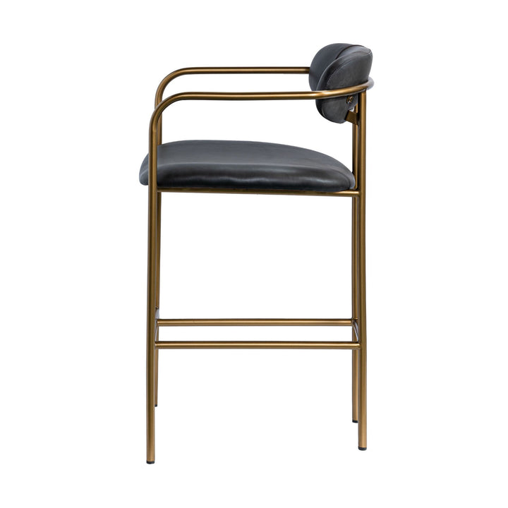 Parker Black Leather Seat Gold Metal Counter Stool