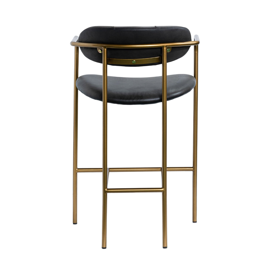 Parker Black Leather Seat Gold Metal Counter Stool