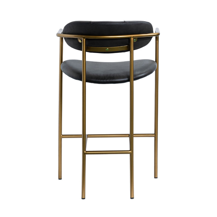 Parker Black Leather Seat Gold Metal Counter Stool