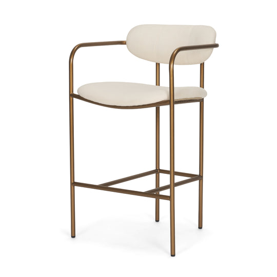 Parker Cream Fabric Seat Gold Metal Counter Stool