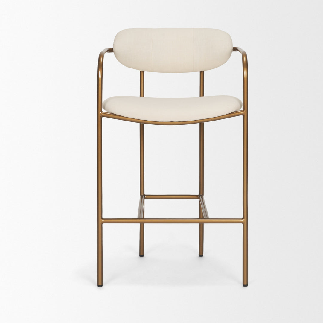 Parker Cream Fabric Seat Gold Metal Counter Stool