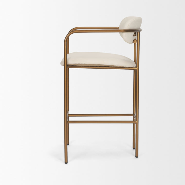 Parker Cream Fabric Seat Gold Metal Counter Stool