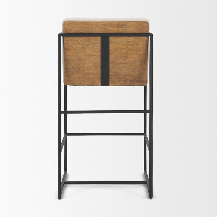 Stamford 36.5" Light Beige Upholstered Seat w/ Wood Back, Metal Frame Counter Stool