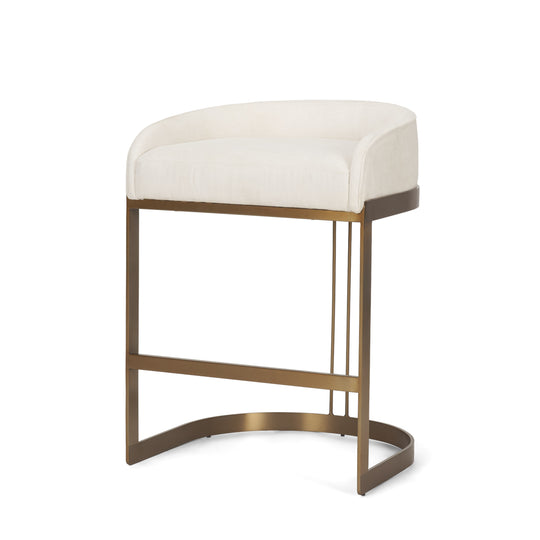Hollyfield II Cream Fabric Seat W/ Gold Metal Base Counter Stool
