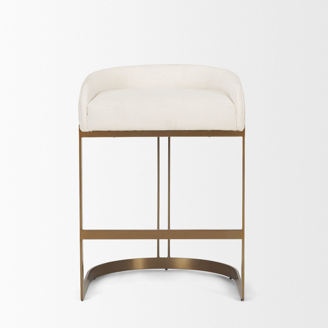 Hollyfield II Cream Fabric Seat W/ Gold Metal Base Counter Stool