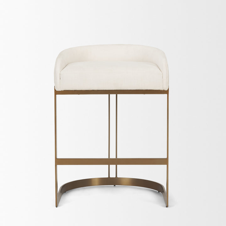 Hollyfield II Cream Fabric Seat W/ Gold Metal Base Counter Stool