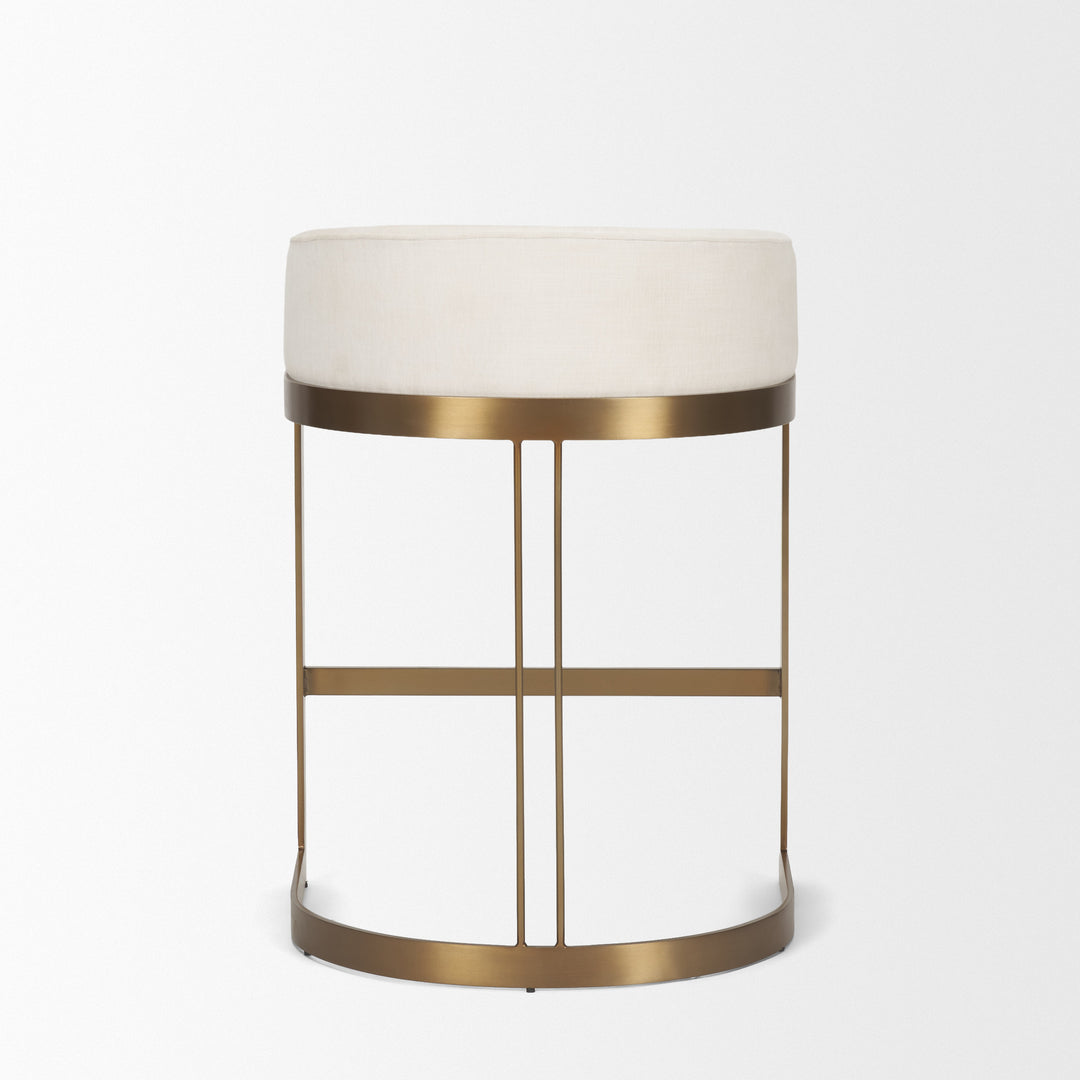 Hollyfield II Cream Fabric Seat W/ Gold Metal Base Counter Stool