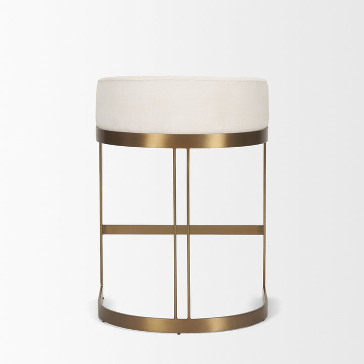 Hollyfield II Cream Fabric Seat W/ Gold Metal Base Counter Stool