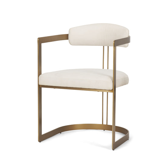 Hollyfield II Cream Fabric Seat W/ Gold Iron Frame Dining Chair