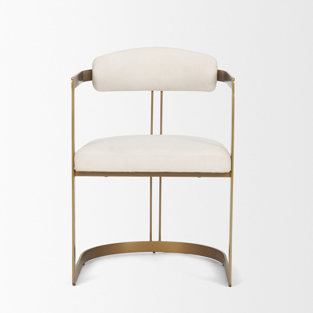 Hollyfield II Cream Fabric Seat W/ Gold Iron Frame Dining Chair
