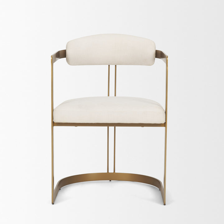 Hollyfield II Cream Fabric Seat W/ Gold Iron Frame Dining Chair