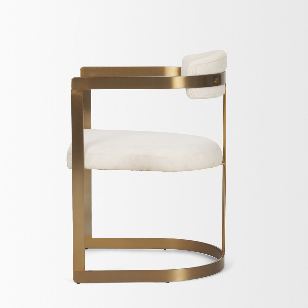Hollyfield II Cream Fabric Seat W/ Gold Iron Frame Dining Chair
