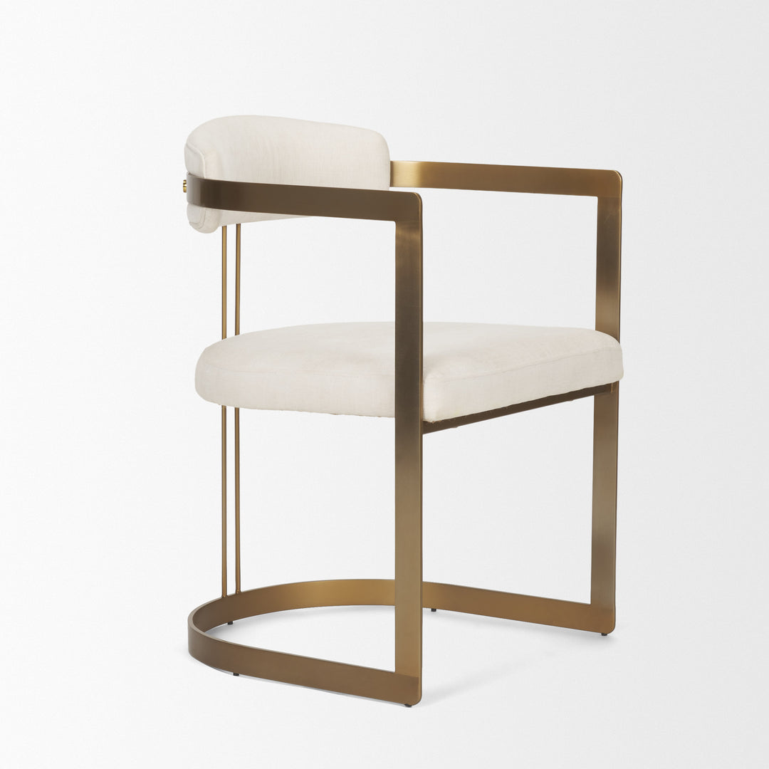 Hollyfield II Cream Fabric Seat W/ Gold Iron Frame Dining Chair