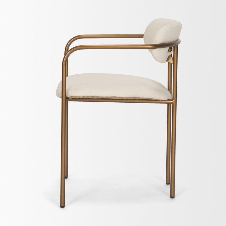 Parker I Cream Fabric Seat Gold Metal Frame Dining Chair