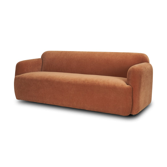 Saga Stonewashed Rust Chenille Fabric 3 Seater Sofa