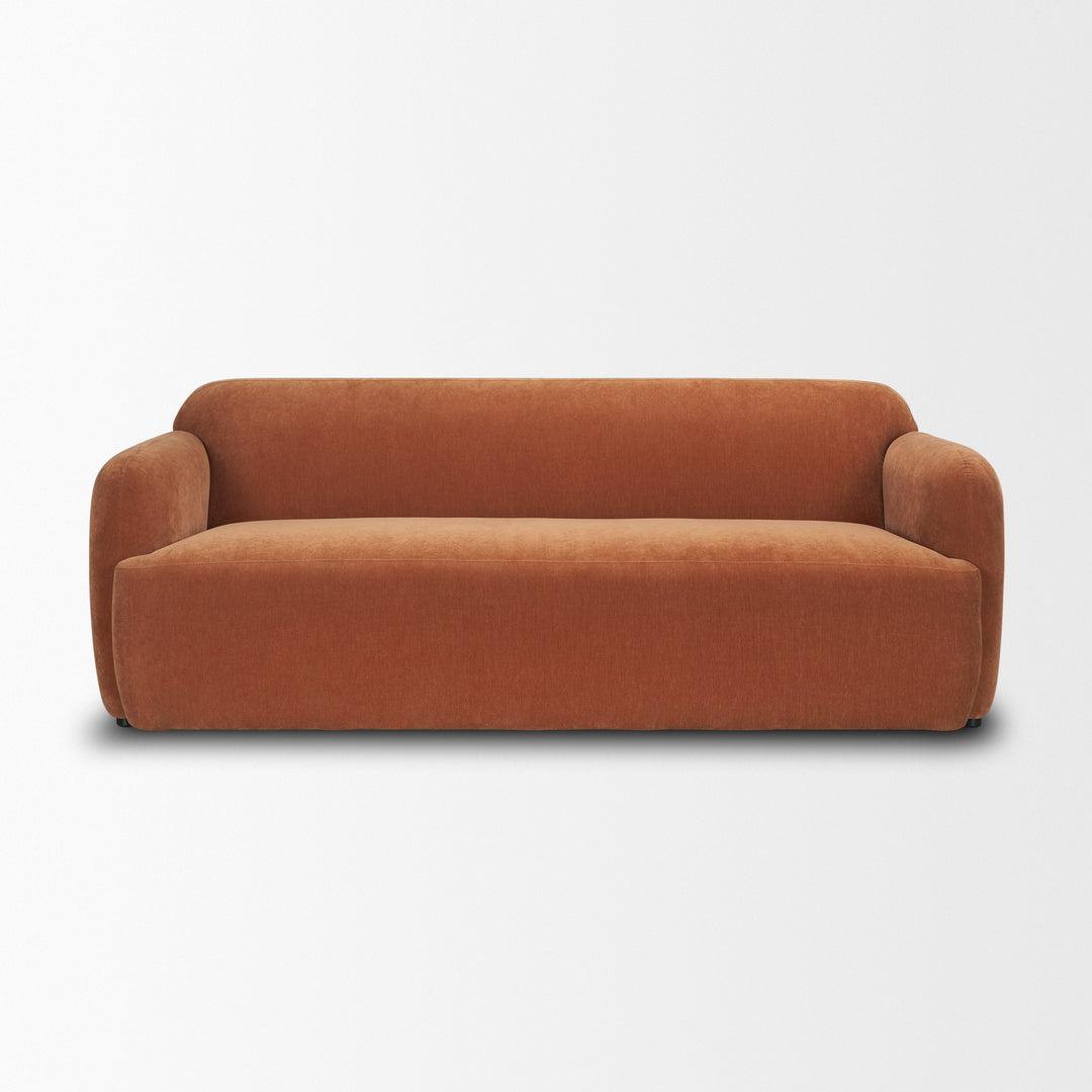 Saga Stonewashed Rust Chenille Fabric 3 Seater Sofa