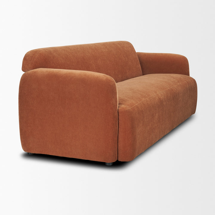 Saga Stonewashed Rust Chenille Fabric 3 Seater Sofa
