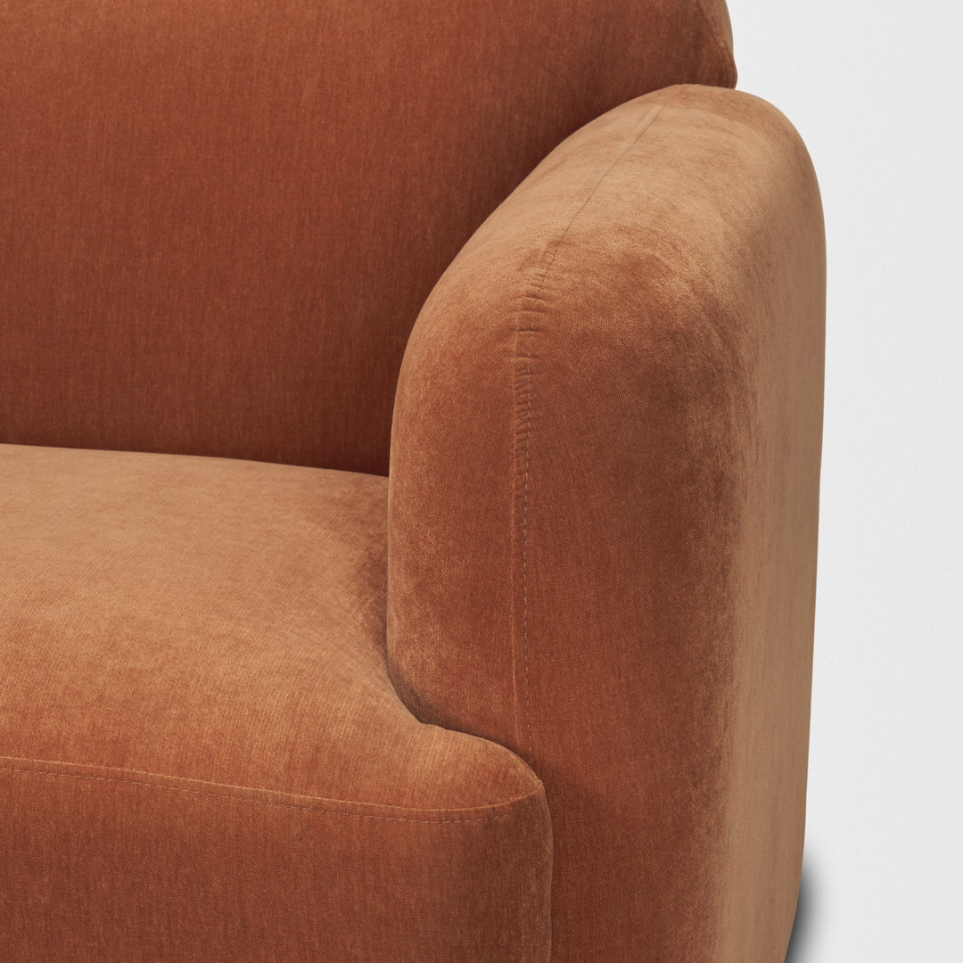 Saga Stonewashed Rust Chenille Fabric 3 Seater Sofa