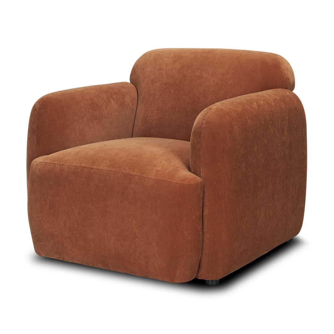 Saga Stonewashed Rust Chenille Fabric Upholstered Chair