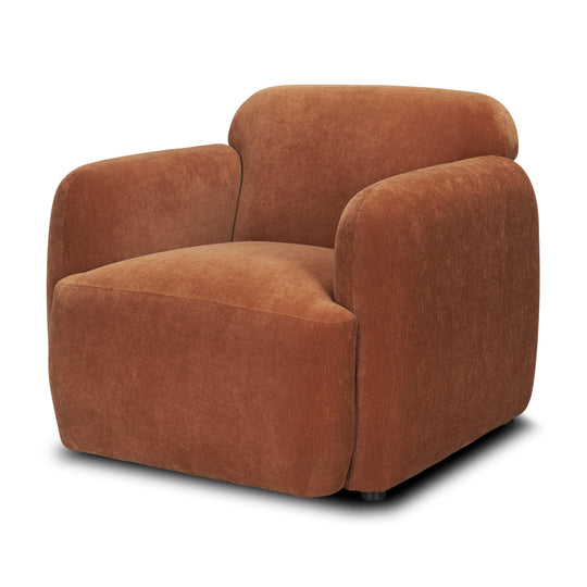 Saga Stonewashed Rust Chenille Fabric Upholstered Chair