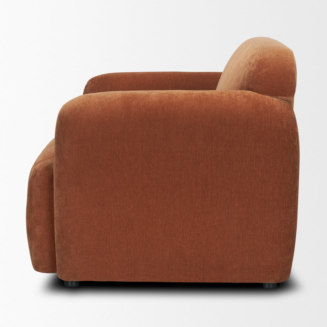Saga Stonewashed Rust Chenille Fabric Upholstered Chair