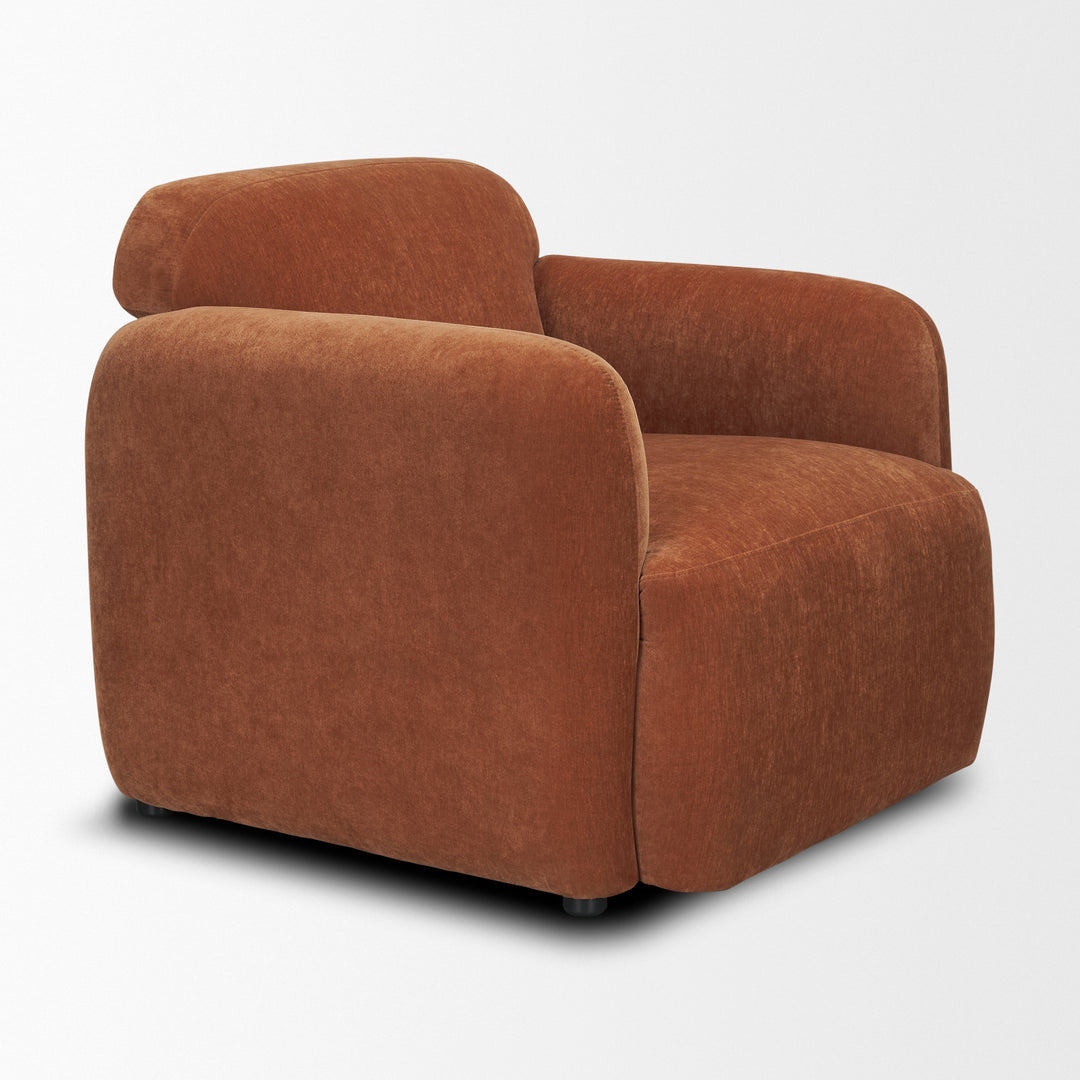 Saga Stonewashed Rust Chenille Fabric Upholstered Chair