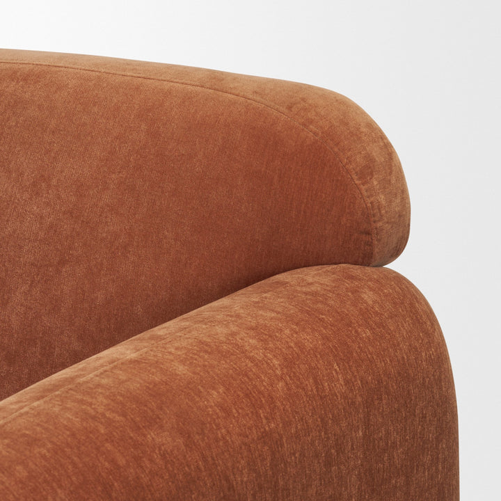 Saga Stonewashed Rust Chenille Fabric Upholstered Chair