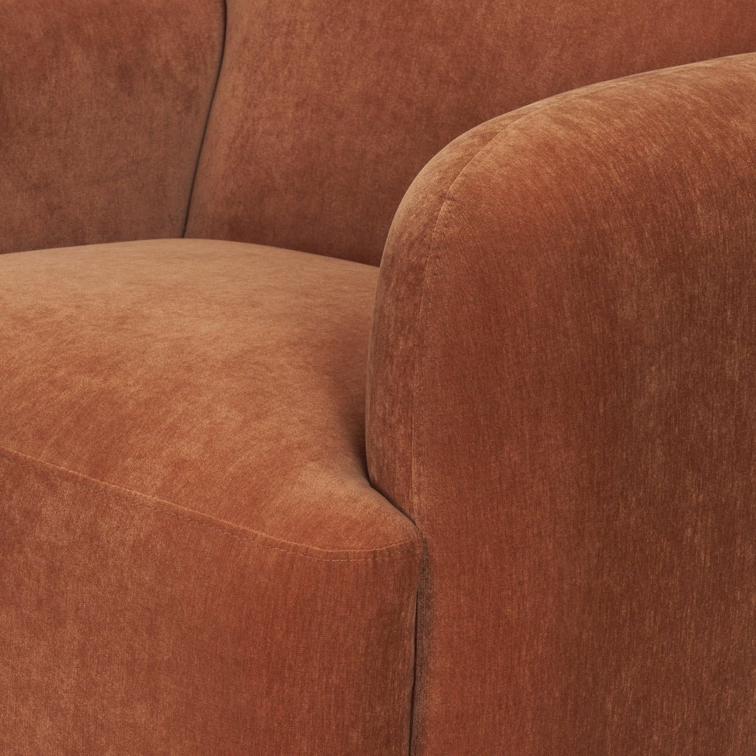 Saga Stonewashed Rust Chenille Fabric Upholstered Chair