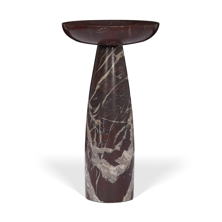 Bellancia Rosso Red Levanto Marble Pedastal Side Table