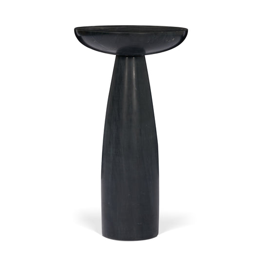 Bellancia Nero Black Marquina Marble Pedestal Side Table