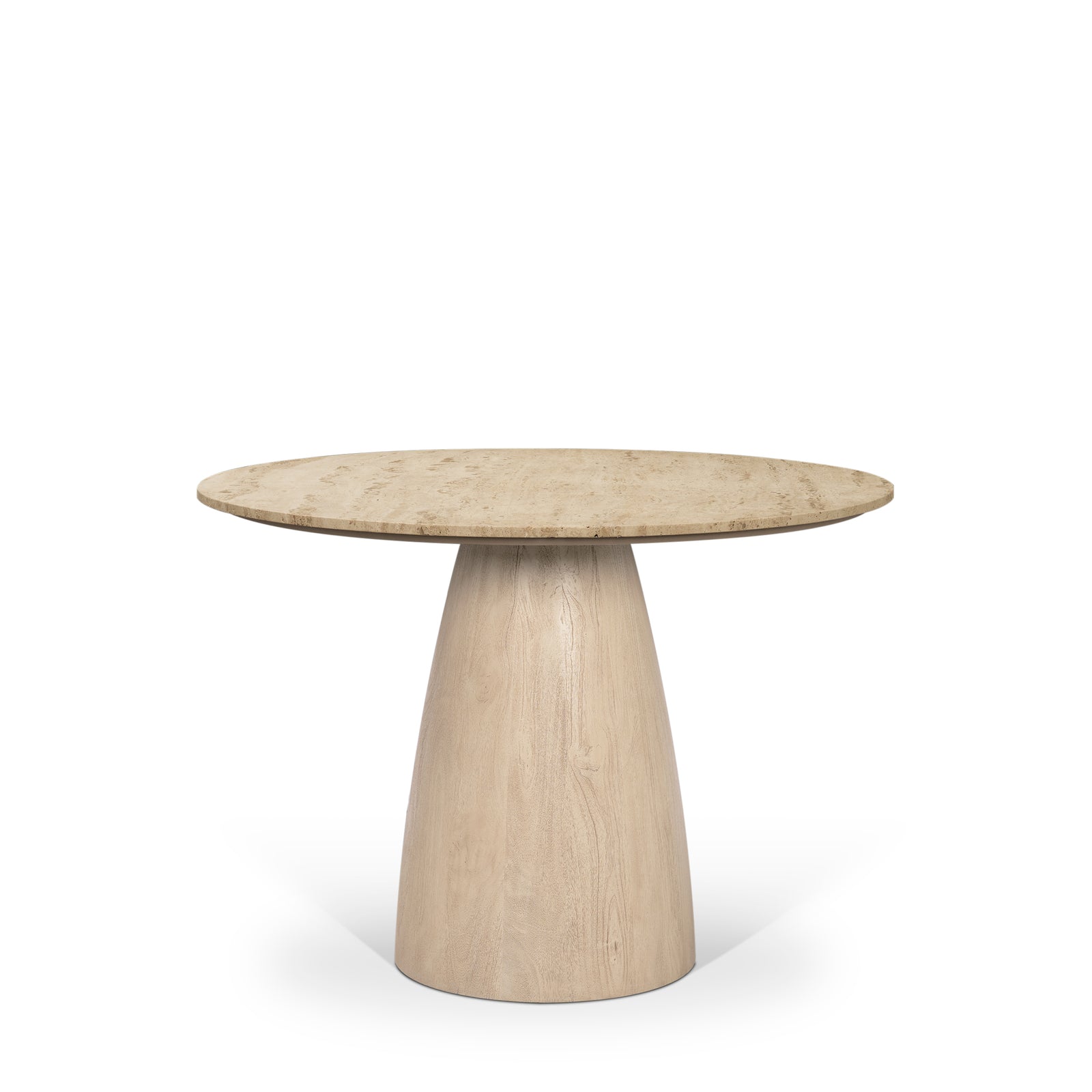 Allyson 42" Light Wood Base w/ Travertine Top Dining Table