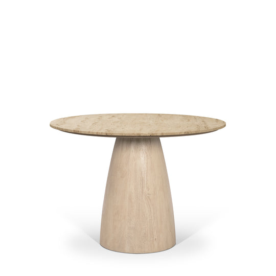 Allyson 42" Light Wood Base w/ Travertine Top Dining Table