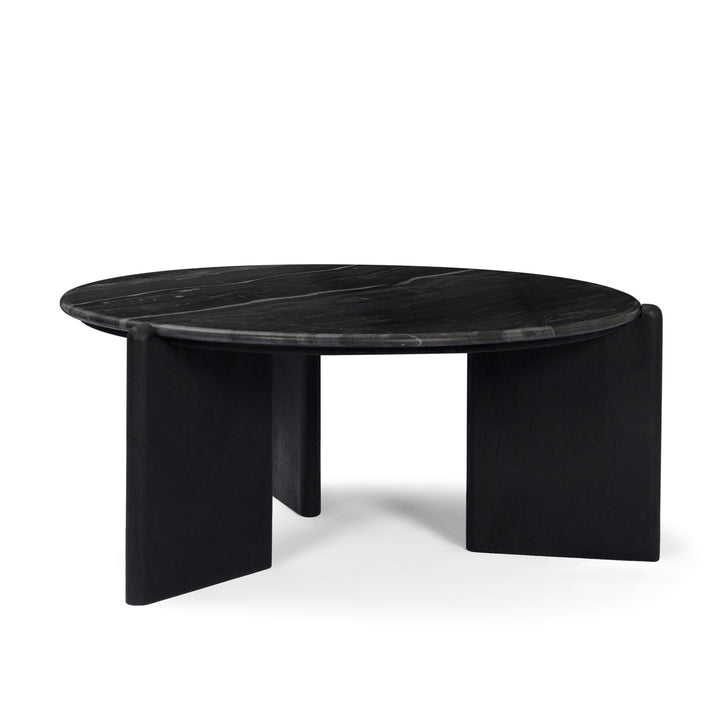 Rumer Black Wood w/ Black Marble Coffee Table