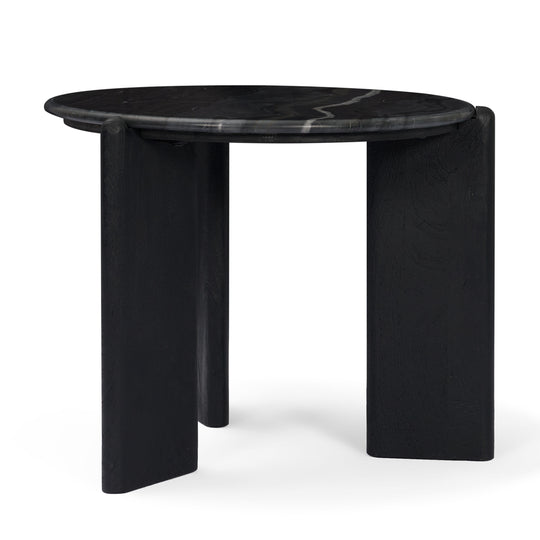 Rumer Black Wood w/ Black Marble Side Table